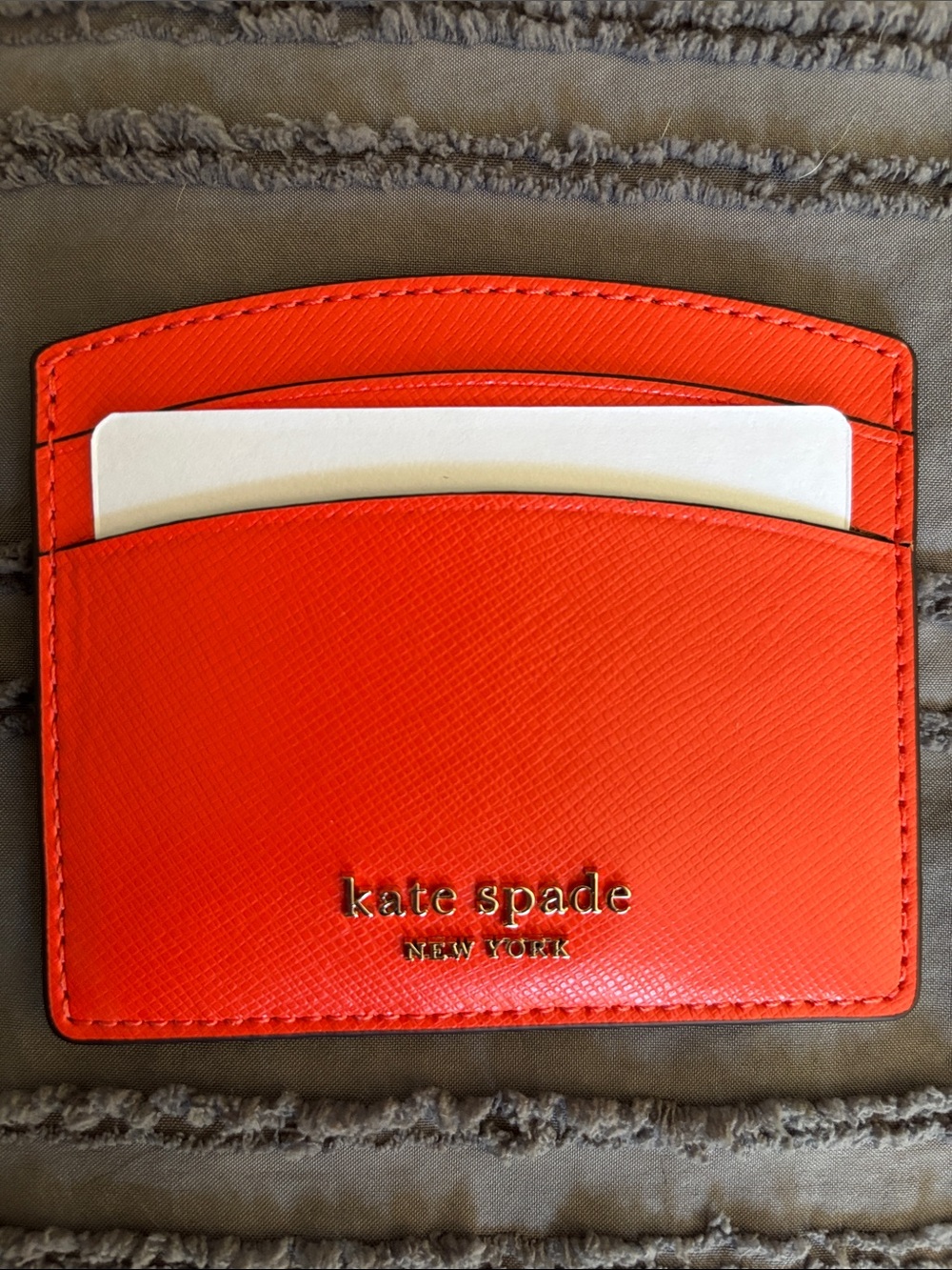 kate spade Bright Orange Saffiano Leather Card Holder